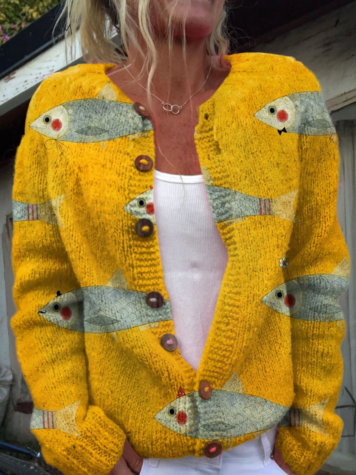 Presentación | Chaqueta de Punto Peces en Amarillo