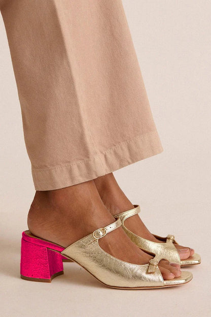 Sonsoles | Tacones Gruesos con Tira Trasera y Puntera en Bloques para Verano