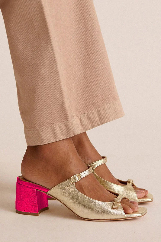Sonsoles | Tacones Gruesos con Tira Trasera y Puntera en Bloques para Verano