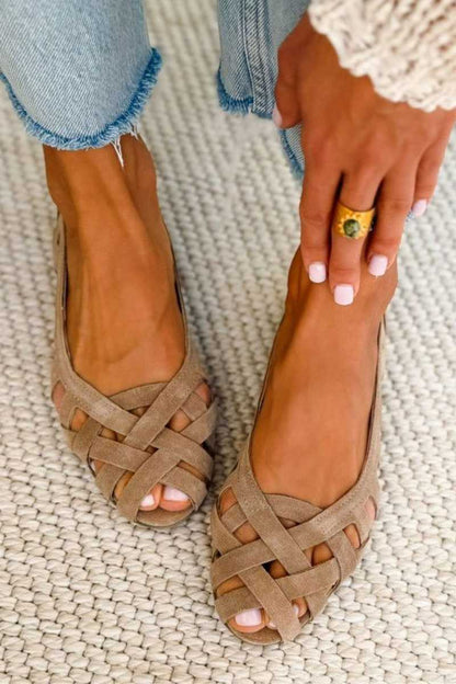 Deira | Sandalias Planas de Punta Abierta y Tejido Entrecruzado para Verano