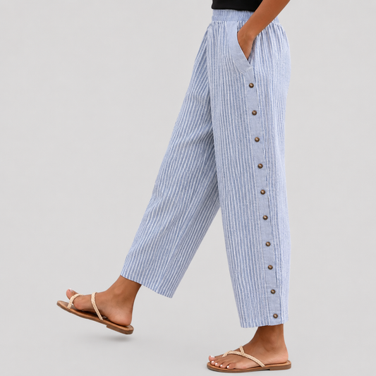 Linaya | Pantalones a Rayas con Botones