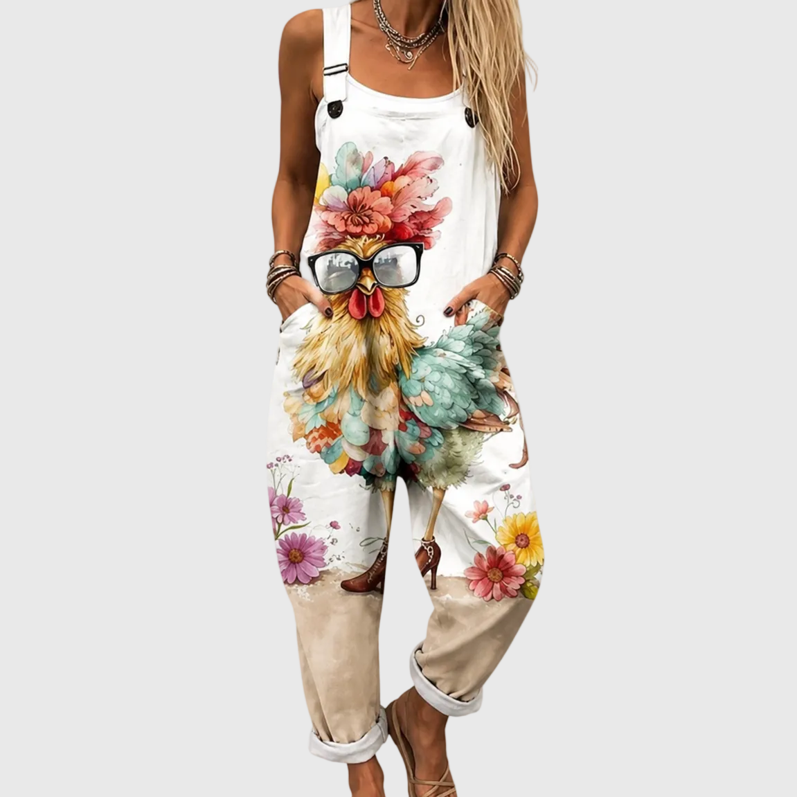 Pura | Peto con flores y gallinas