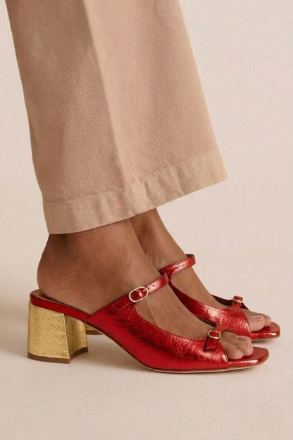 Sonsoles | Tacones Gruesos con Tira Trasera y Puntera en Bloques para Verano