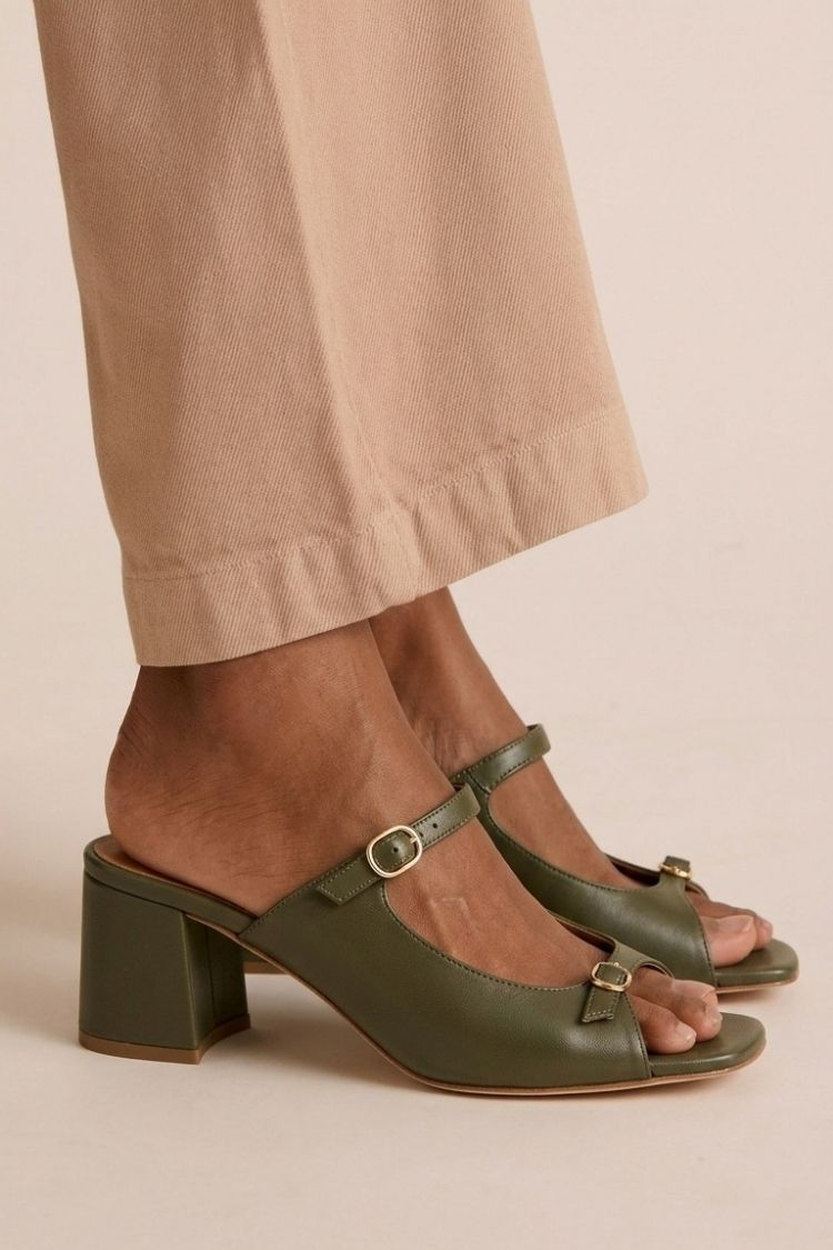 Sonsoles | Tacones Gruesos con Tira Trasera y Puntera en Bloques para Verano
