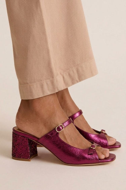 Sonsoles | Tacones Gruesos con Tira Trasera y Puntera en Bloques para Verano