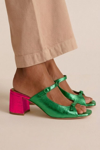 Sonsoles | Tacones Gruesos con Tira Trasera y Puntera en Bloques para Verano