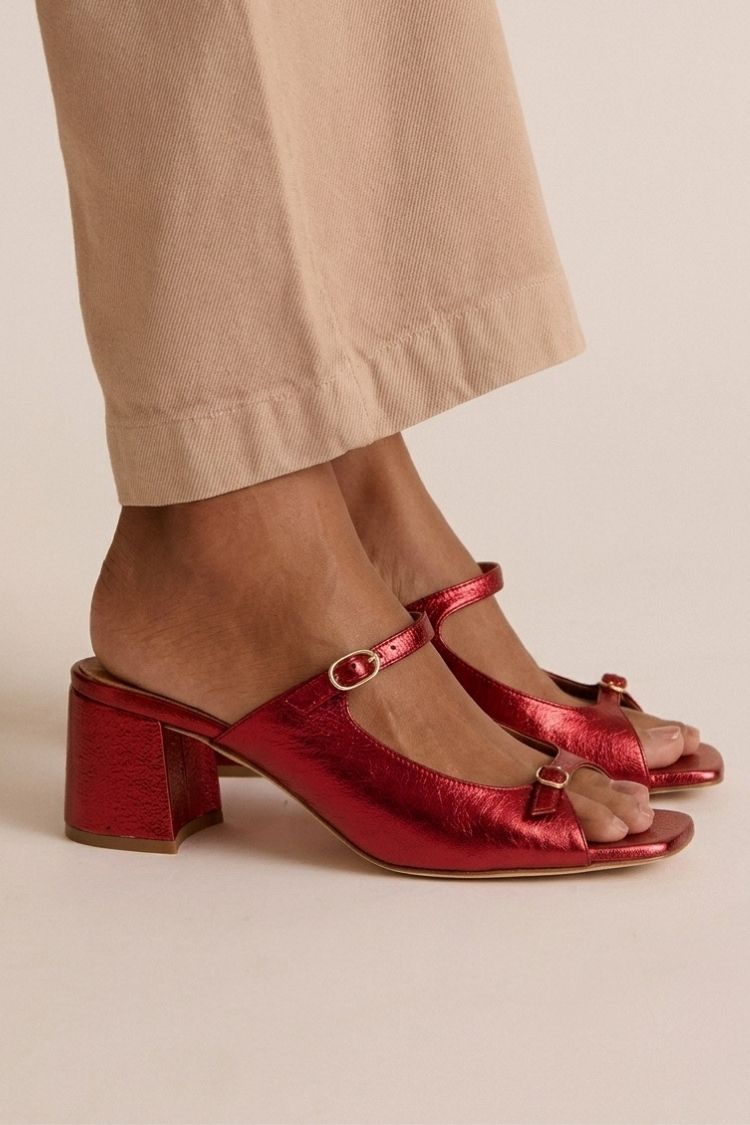 Sonsoles | Tacones Gruesos con Tira Trasera y Puntera en Bloques para Verano