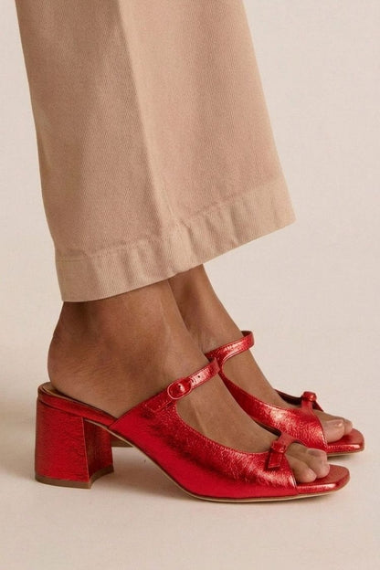 Sonsoles | Tacones Gruesos con Tira Trasera y Puntera en Bloques para Verano