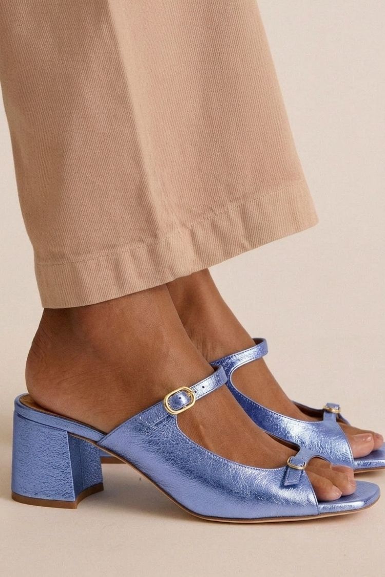 Sonsoles | Tacones Gruesos con Tira Trasera y Puntera en Bloques para Verano