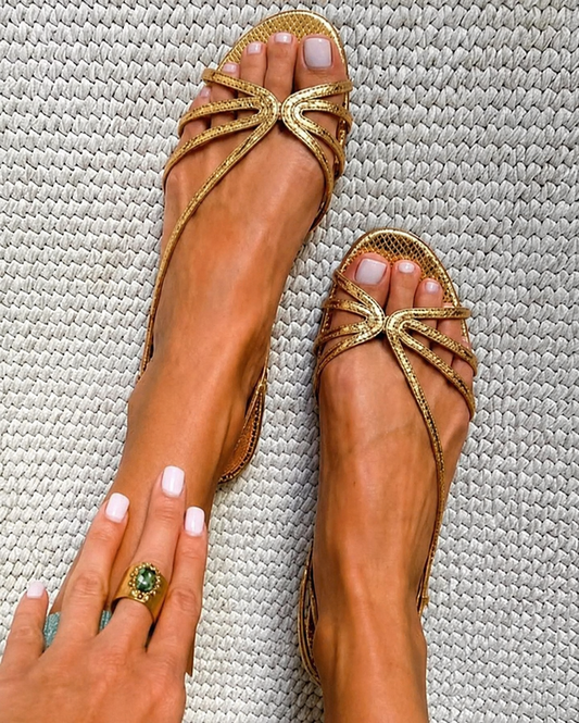 Deila | Sandalias de Tiras Metalizadas para Verano