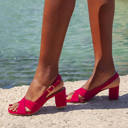 Anaís | Sandalias con tacón de bloque y tira cruzada