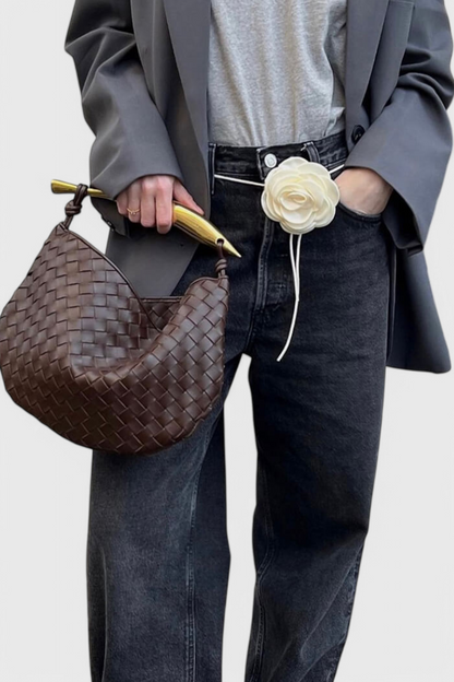 Gerda | Bolso Trenzado con Asa Dorada