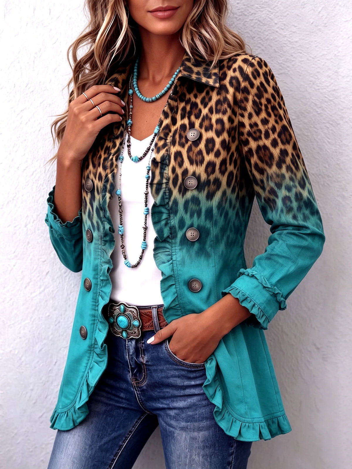 Mercedes | Americana Leopardo Degradado con Volantes