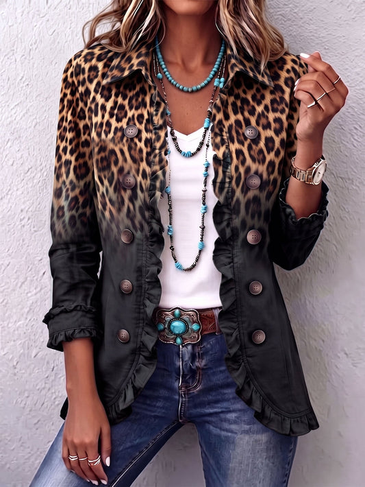 Sabina | Americana Leopardo Negro con Volantes